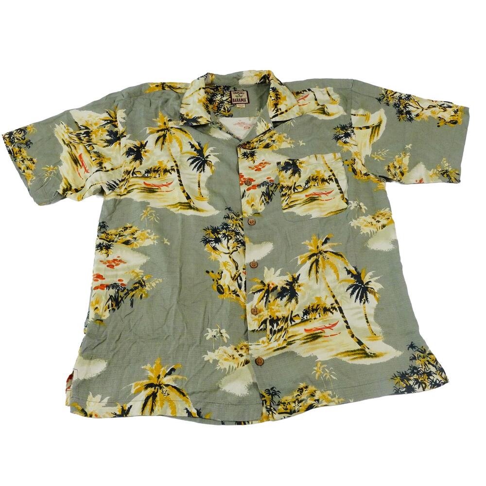 Tommy Bahama Floral Leaf Silk Hawaiian Tropical Button Up Camp Shirt Large